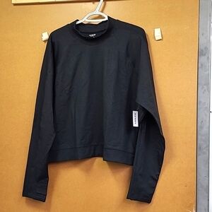 Old Navy Dark Grey Mock Neck Cropped Cozecore Top